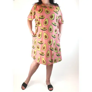 Tulips pink avocado print dress size 18