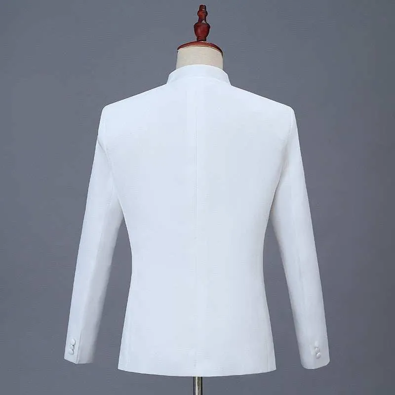 Two Pcs Suit Set Men's Casual Boutique Personalized Printed Stand-Up Collar