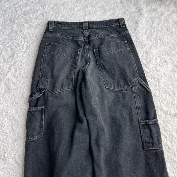 Urban Outfitters BDG bella baggy carpenter jeans pants washed black double front