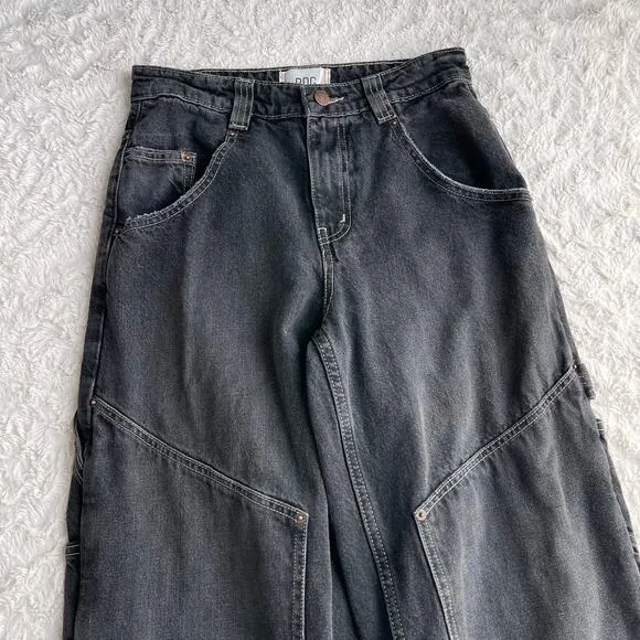 Urban Outfitters BDG bella baggy carpenter jeans pants washed black double front