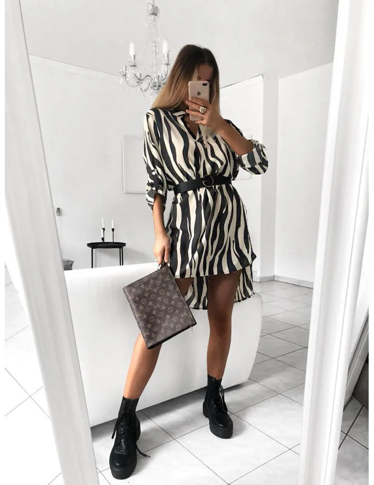 V-Neck Long Sleeve Snake Print Shirt Women's Dresses Without Belt Wholesale Womens Clothing N3824080900026