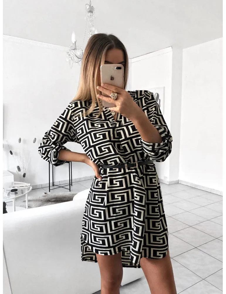 V-Neck Long Sleeve Snake Print Shirt Women's Dresses Without Belt Wholesale Womens Clothing N3824080900026