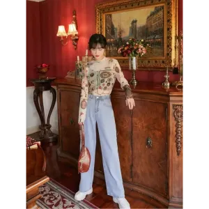 Vintage Symbols Y2K Jacket with Artistic Prints and Nostalgic Charm