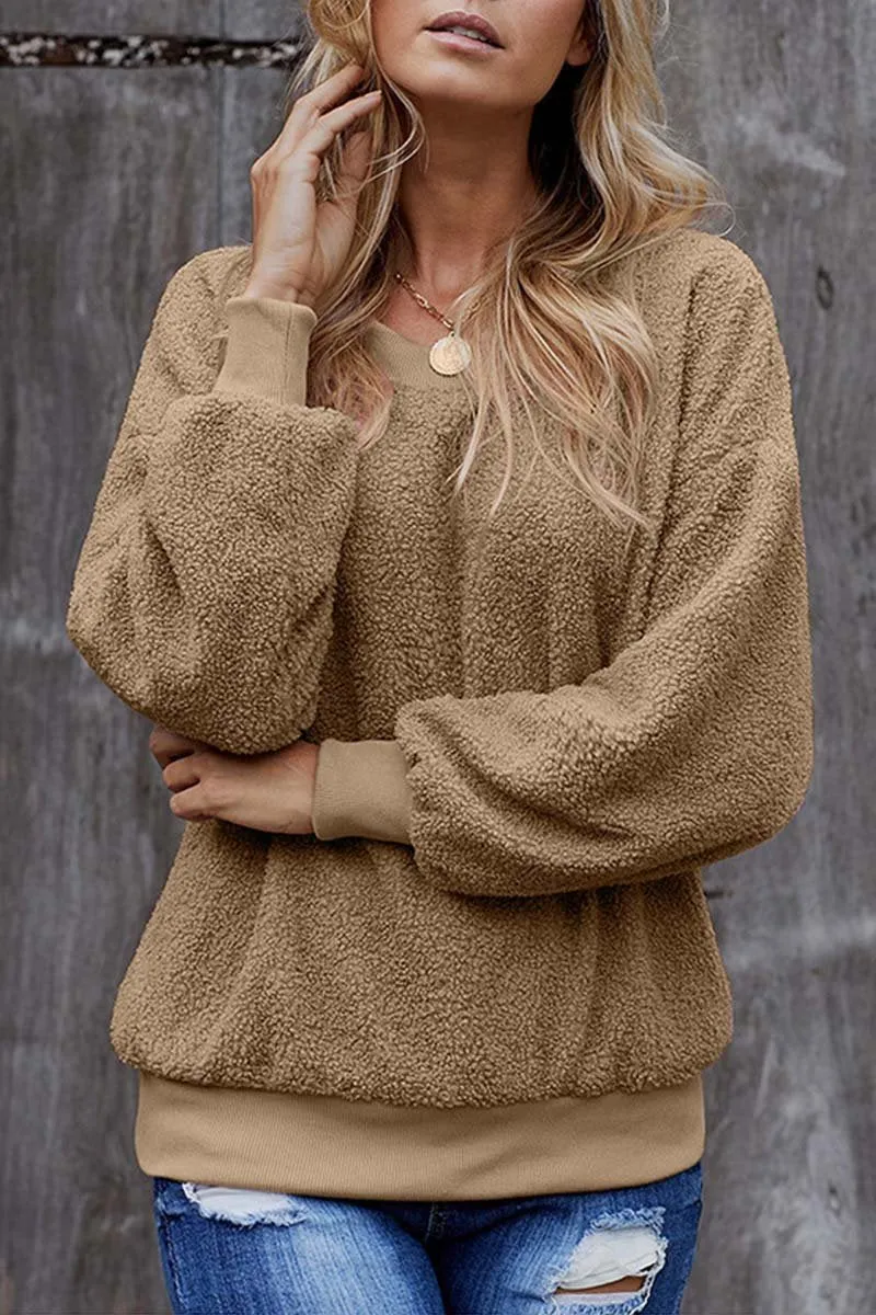 Vlovelaw Teddy Plush Sweater Casual Tops