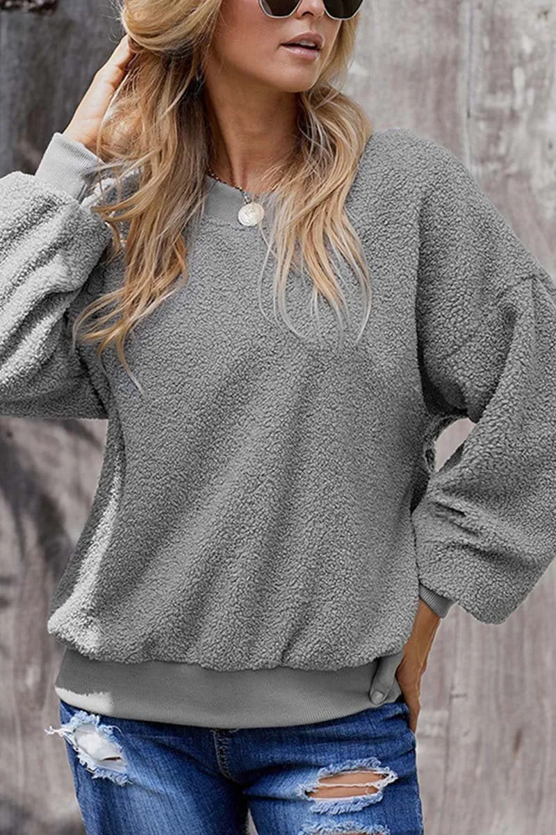 Vlovelaw Teddy Plush Sweater Casual Tops