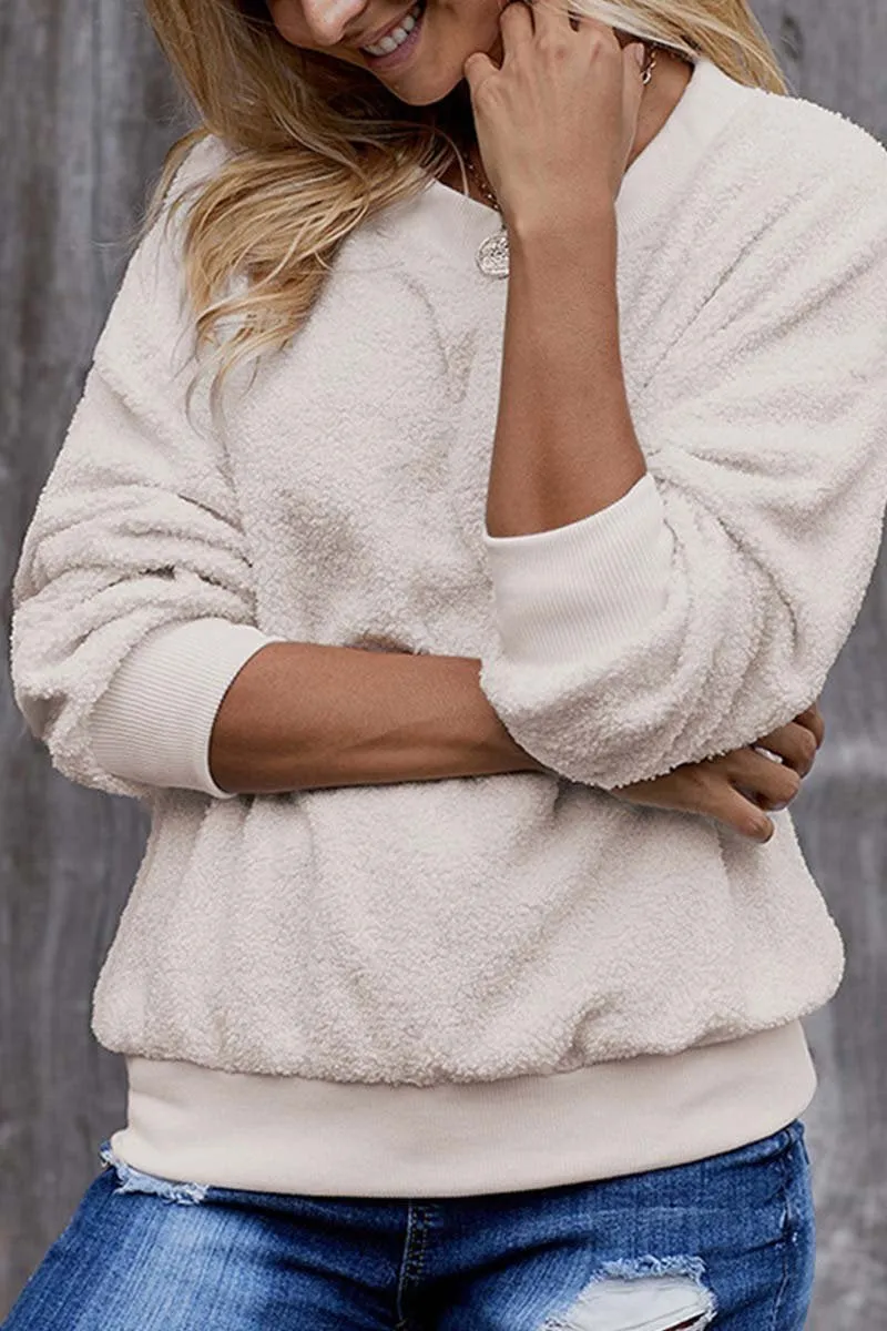 Vlovelaw Teddy Plush Sweater Casual Tops