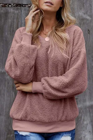 Vlovelaw Teddy Plush Sweater Casual Tops