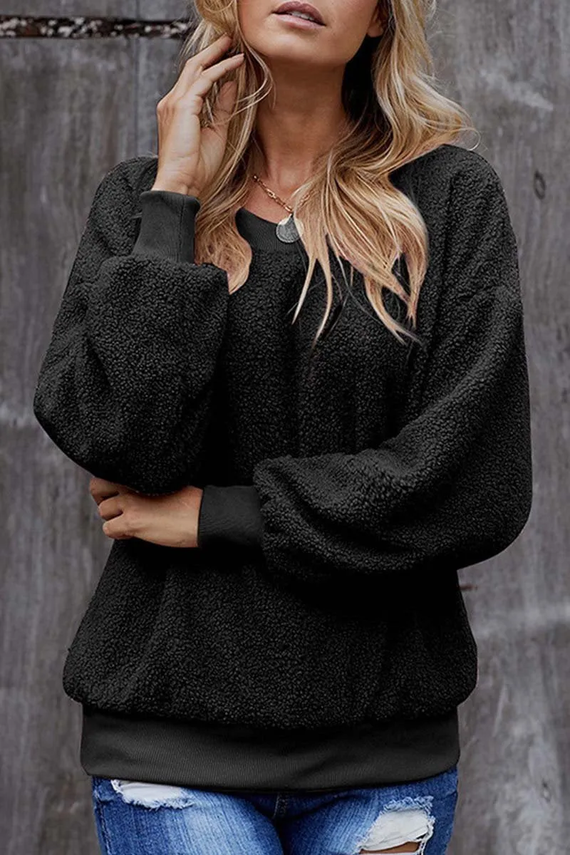 Vlovelaw Teddy Plush Sweater Casual Tops
