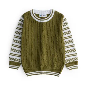 White & Green Wool Sweater