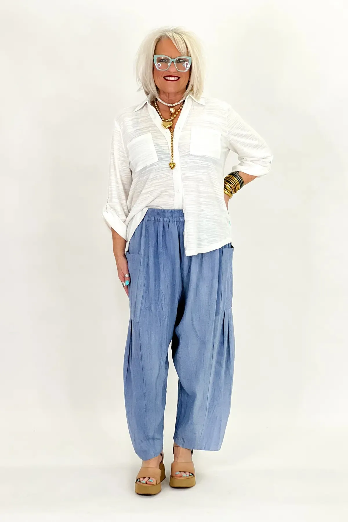 White Button Down Long Sleeve Top