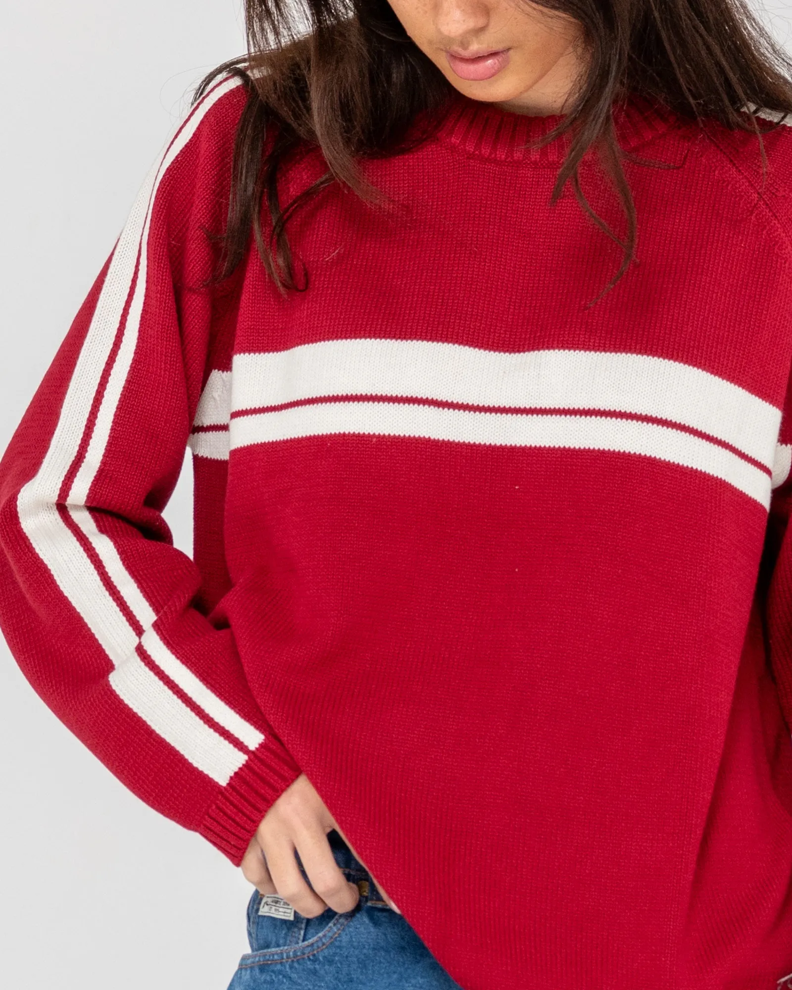 White Lines Crew Neck Knit