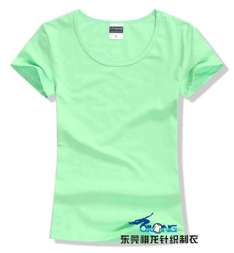 women brand tee tops Short Sleeve Cotton tops for women clothing solid O-neck t shirt ,