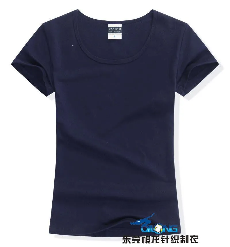 women brand tee tops Short Sleeve Cotton tops for women clothing solid O-neck t shirt ,