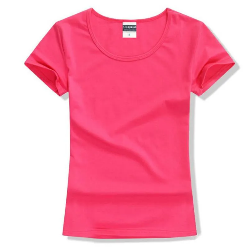 women brand tee tops Short Sleeve Cotton tops for women clothing solid O-neck t shirt ,