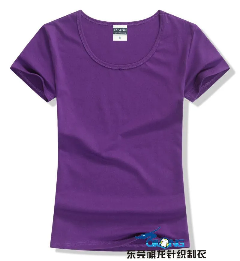 women brand tee tops Short Sleeve Cotton tops for women clothing solid O-neck t shirt ,