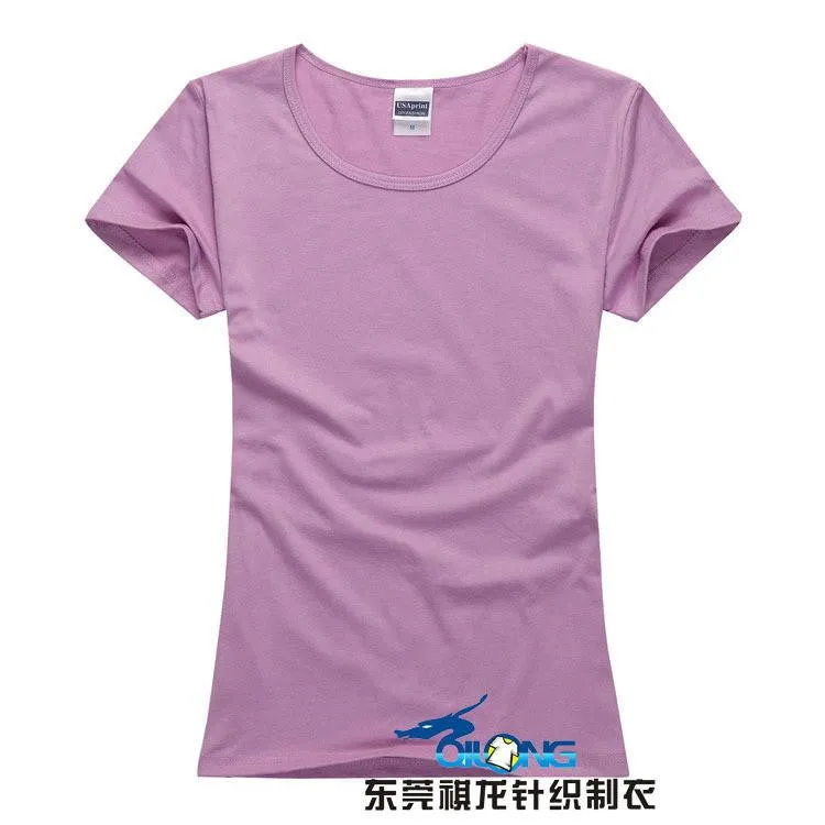 women brand tee tops Short Sleeve Cotton tops for women clothing solid O-neck t shirt ,