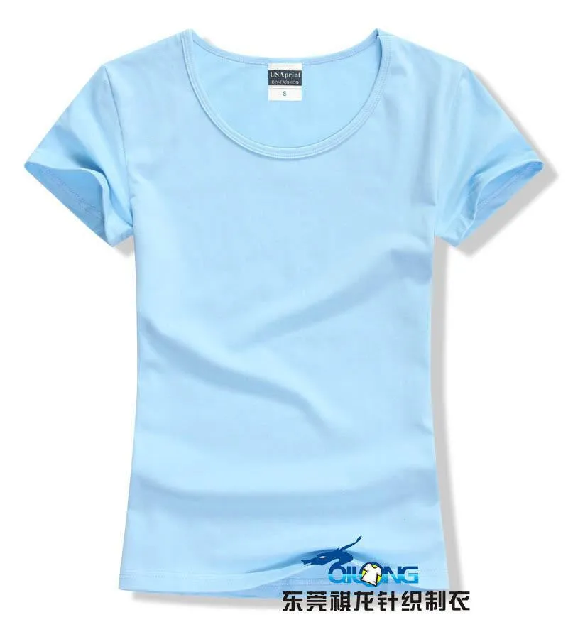 women brand tee tops Short Sleeve Cotton tops for women clothing solid O-neck t shirt ,