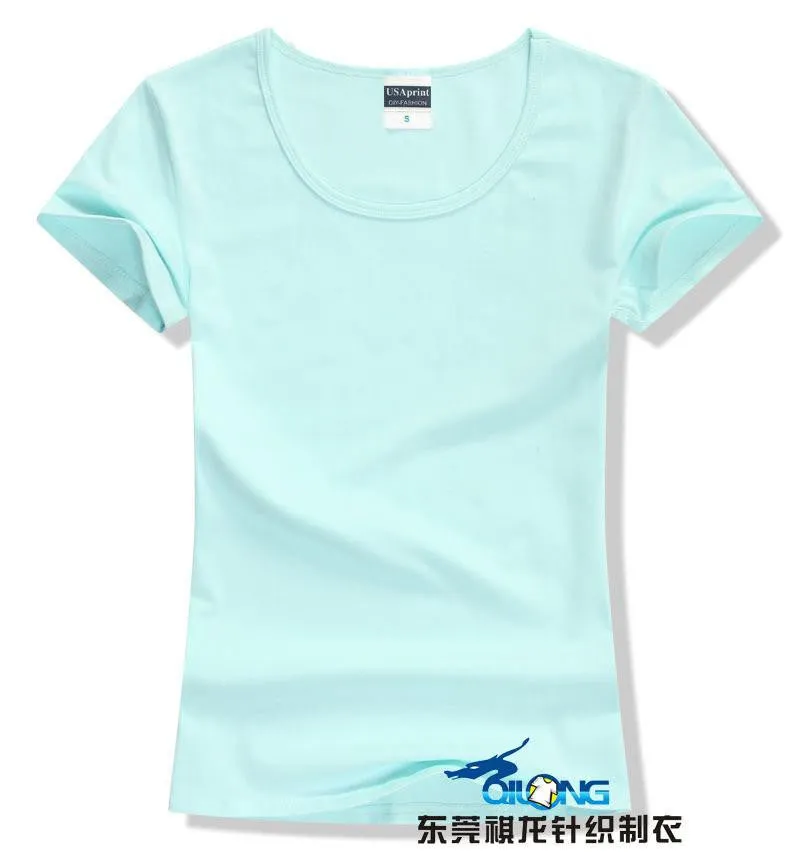 women brand tee tops Short Sleeve Cotton tops for women clothing solid O-neck t shirt ,