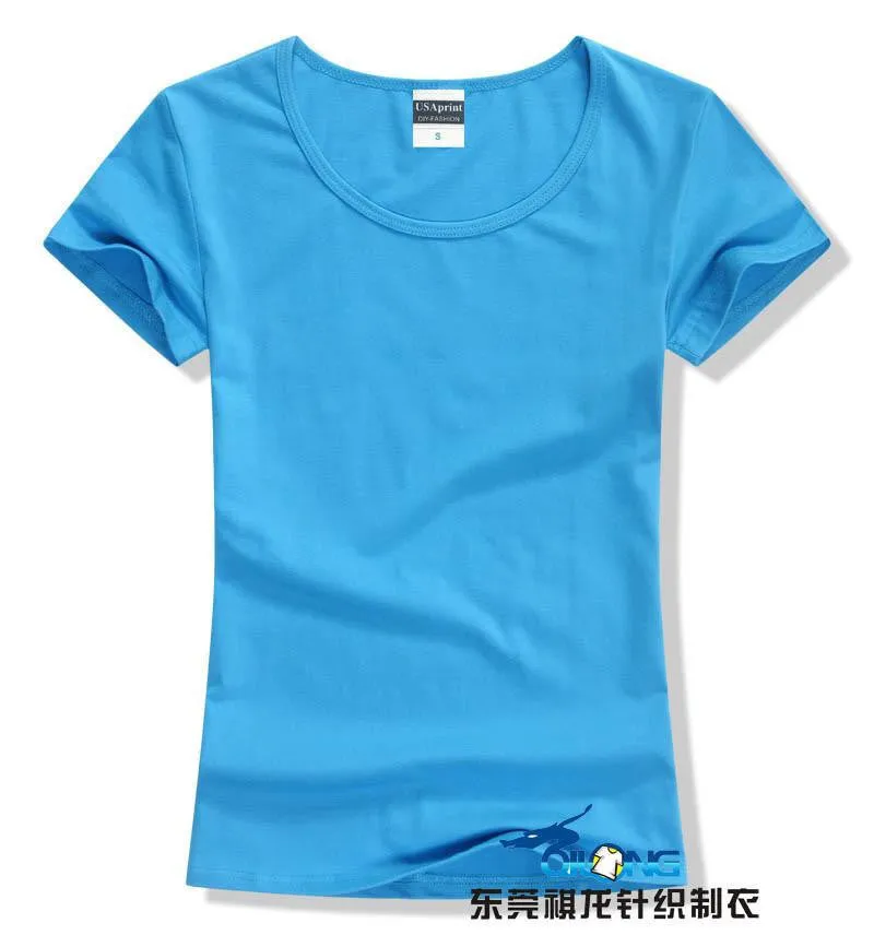 women brand tee tops Short Sleeve Cotton tops for women clothing solid O-neck t shirt ,