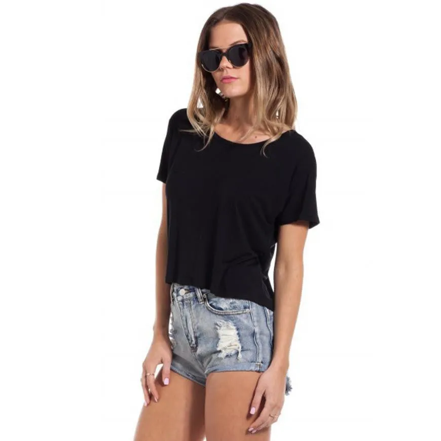 Women Tops Fashion Casual Slim Short-Sleeved O-Neck Crop Top Cropped
