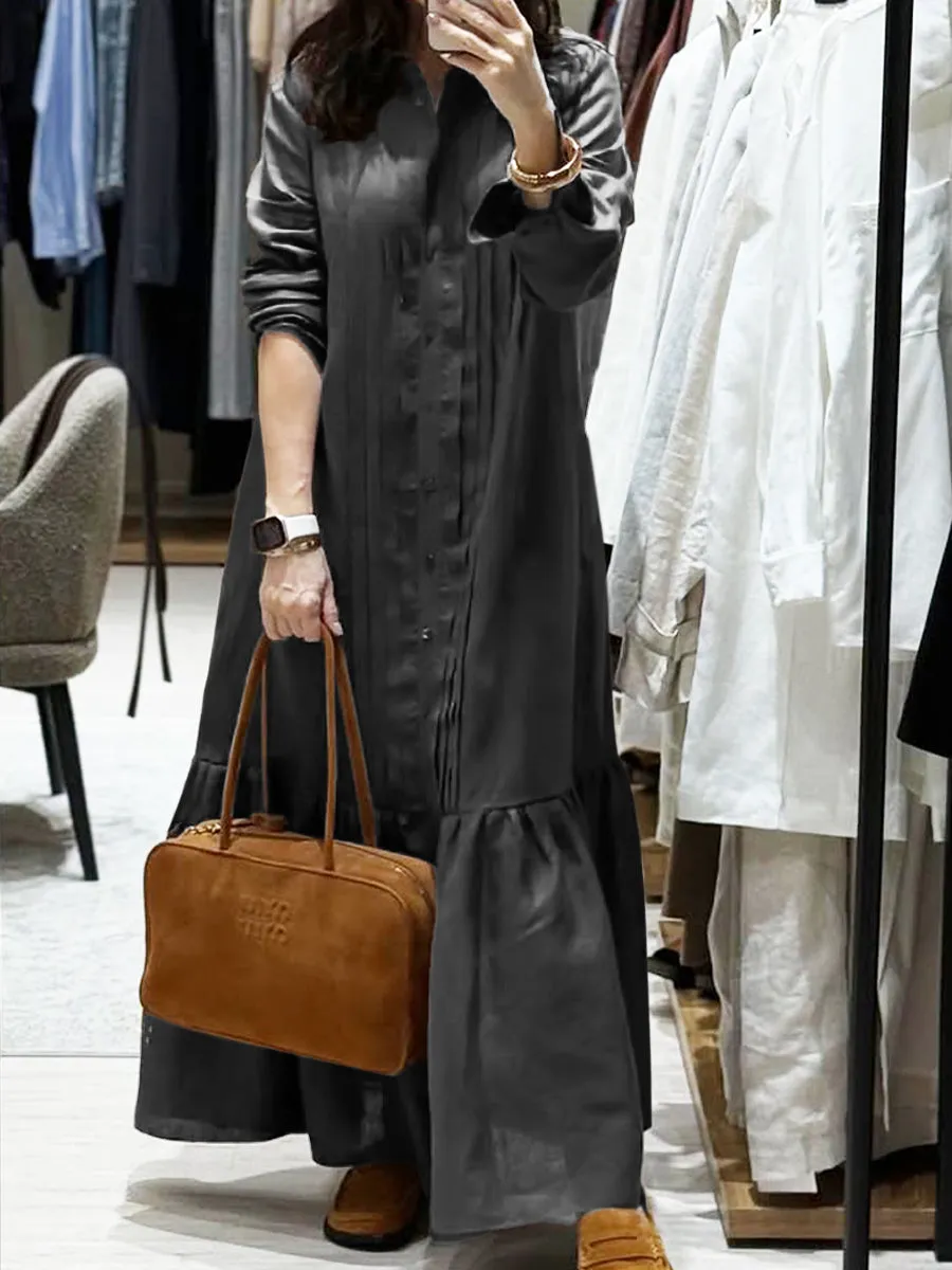 Women's Cotton and Linen Loose Pocket Maxi Dress