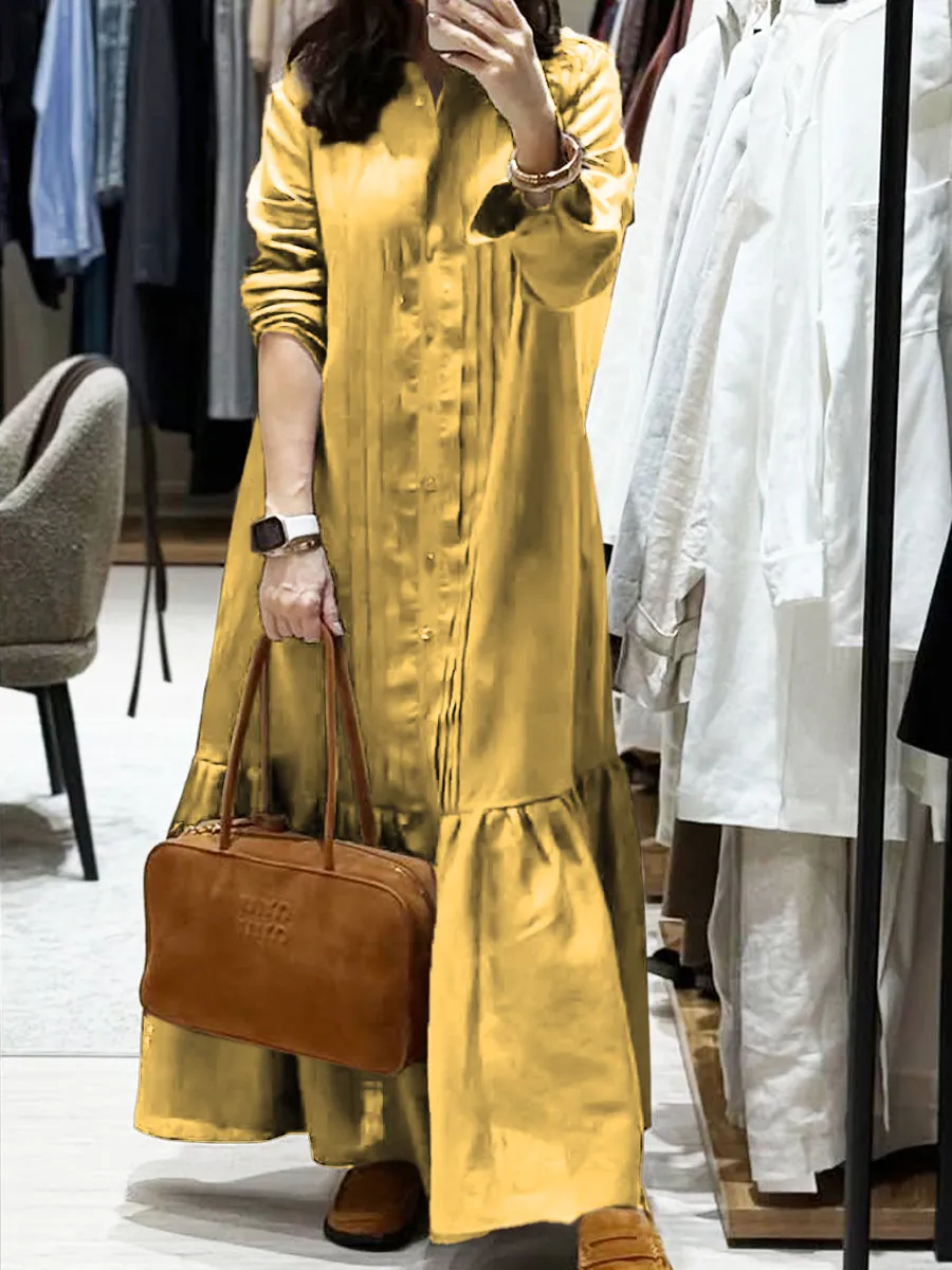 Women's Cotton and Linen Loose Pocket Maxi Dress