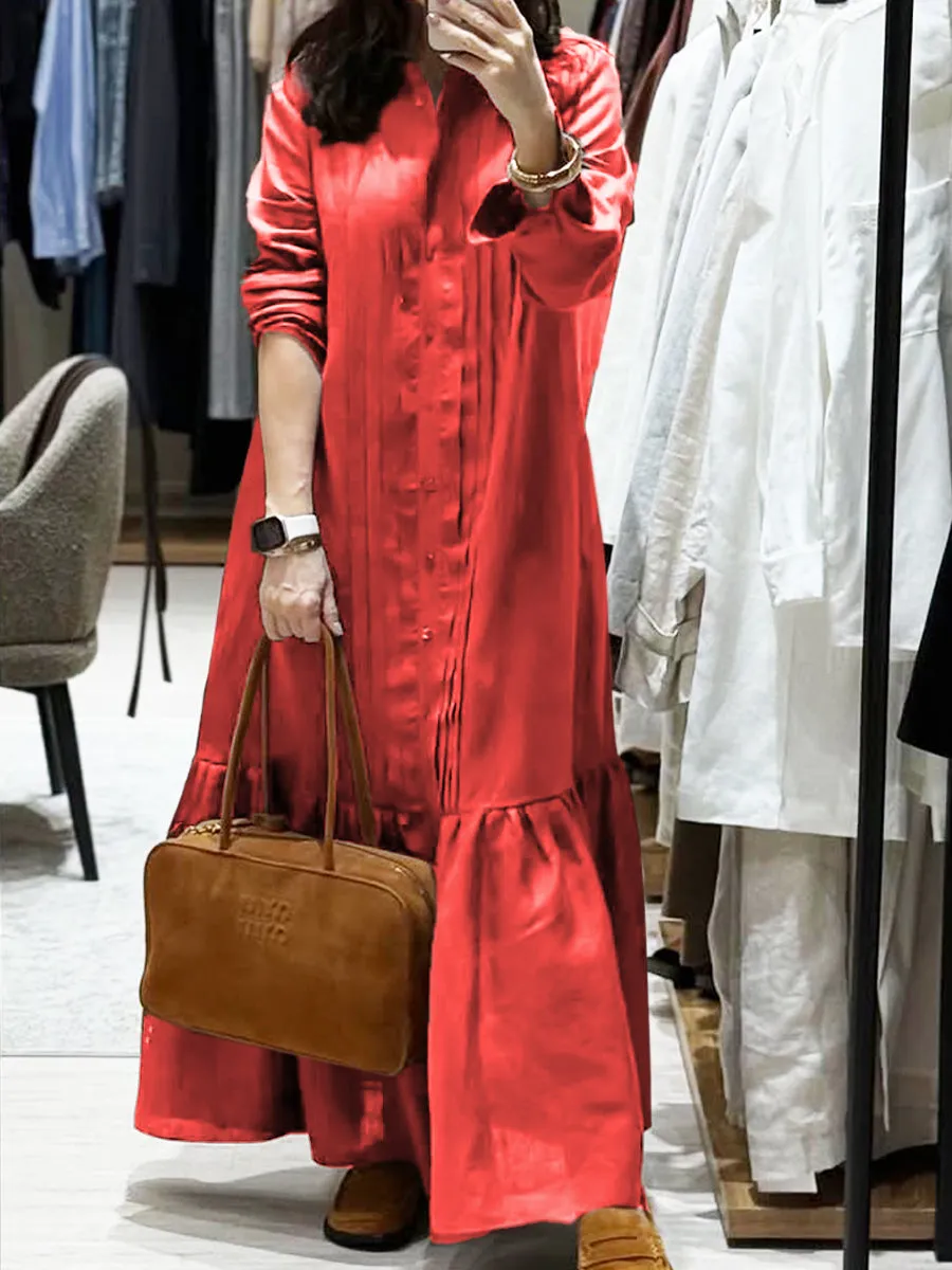 Women's Cotton and Linen Loose Pocket Maxi Dress