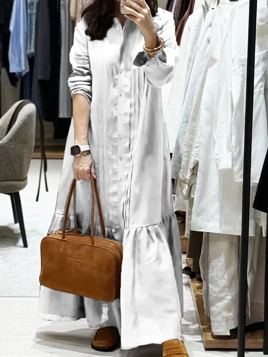 Women's Cotton and Linen Loose Pocket Maxi Dress