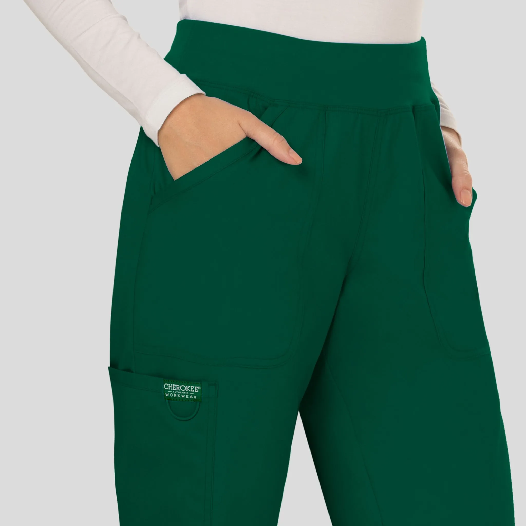 Women's Elastic Waistband Cargo Pull-On Scrub Pant | Hunter