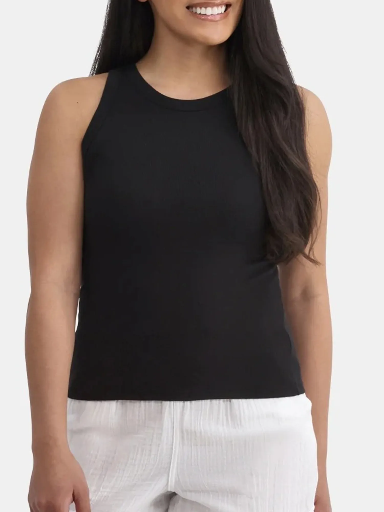 Womens High Neck Ribbed Tank Top Comfortable Fit