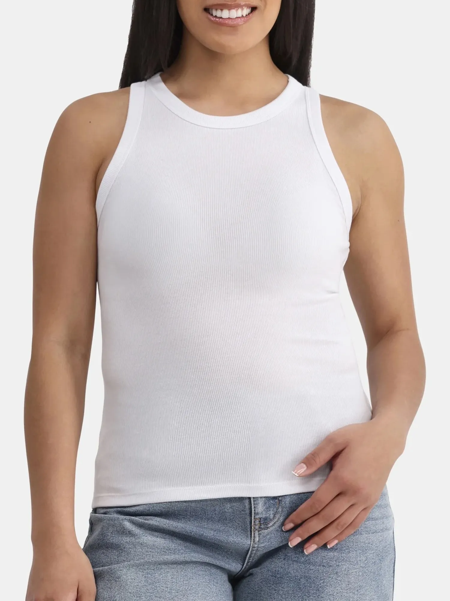 Womens High Neck Ribbed Tank Top Comfortable Fit