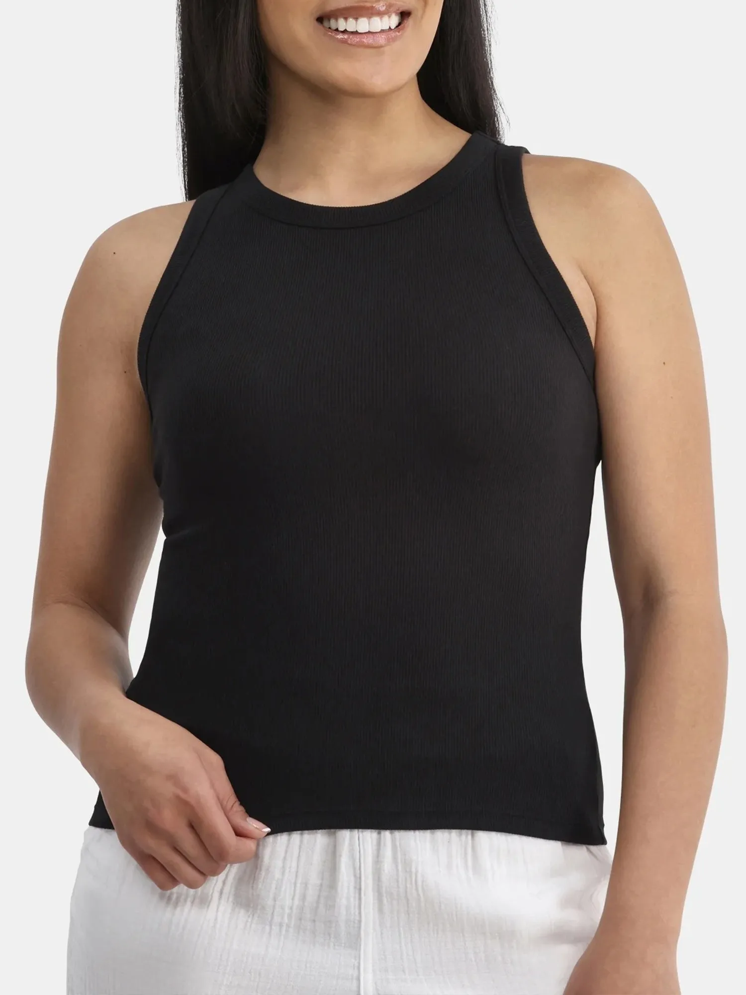 Womens High Neck Ribbed Tank Top Comfortable Fit