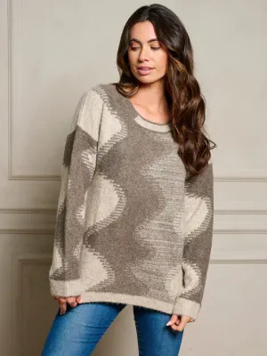 WOMEN'S LONG SLEEVE COLORBLOCK PULLOVER SWEATER