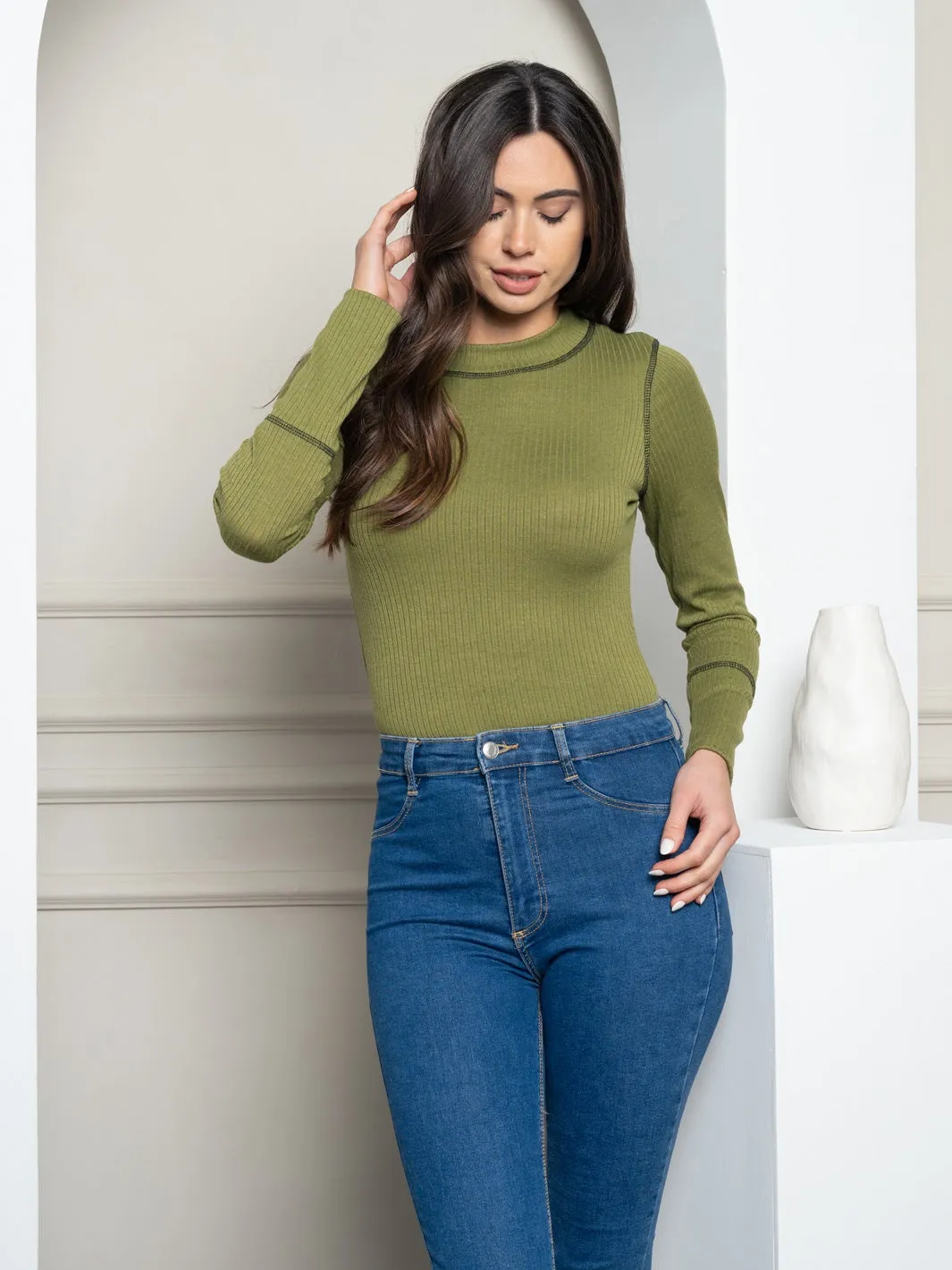 WOMEN'S LONG SLEEVE KNIT BODYSUIT