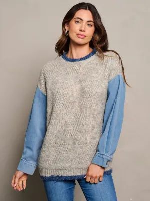 WOMEN'S LONG SLEEVE PULLOVER COLORBLOCK SWEATER