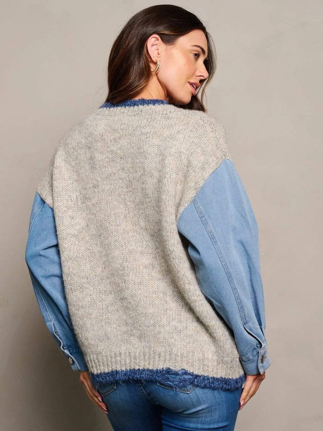 WOMEN'S LONG SLEEVE PULLOVER COLORBLOCK SWEATER