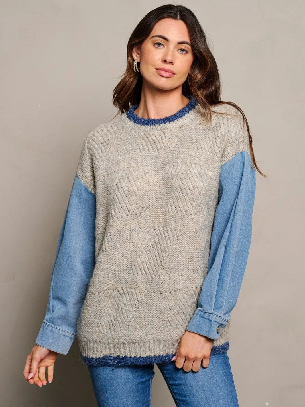 WOMEN'S LONG SLEEVE PULLOVER COLORBLOCK SWEATER