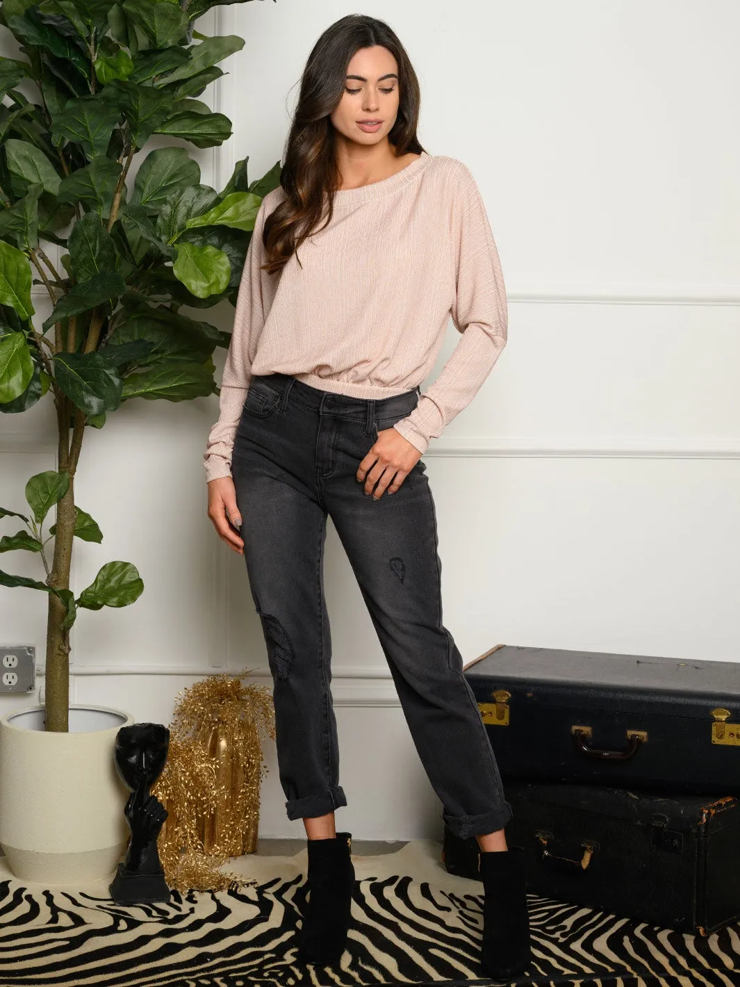 WOMEN'S LONG SLEEVE SHIMMER BODYSUIT