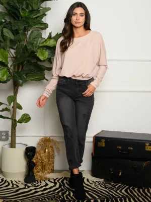 WOMEN'S LONG SLEEVE SHIMMER BODYSUIT