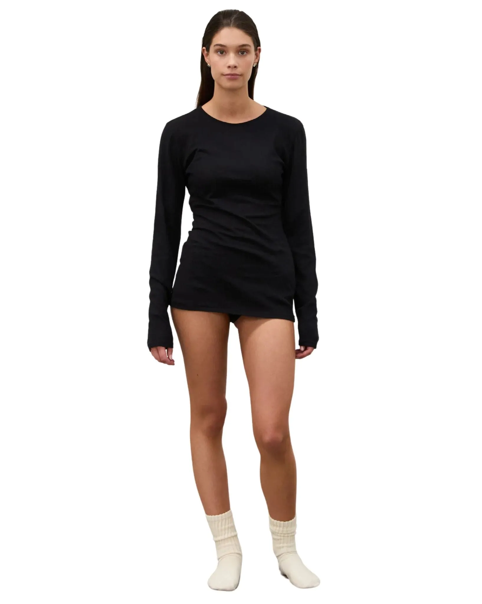 Womens Rib Hemp Jersey Long Sleeve Top
