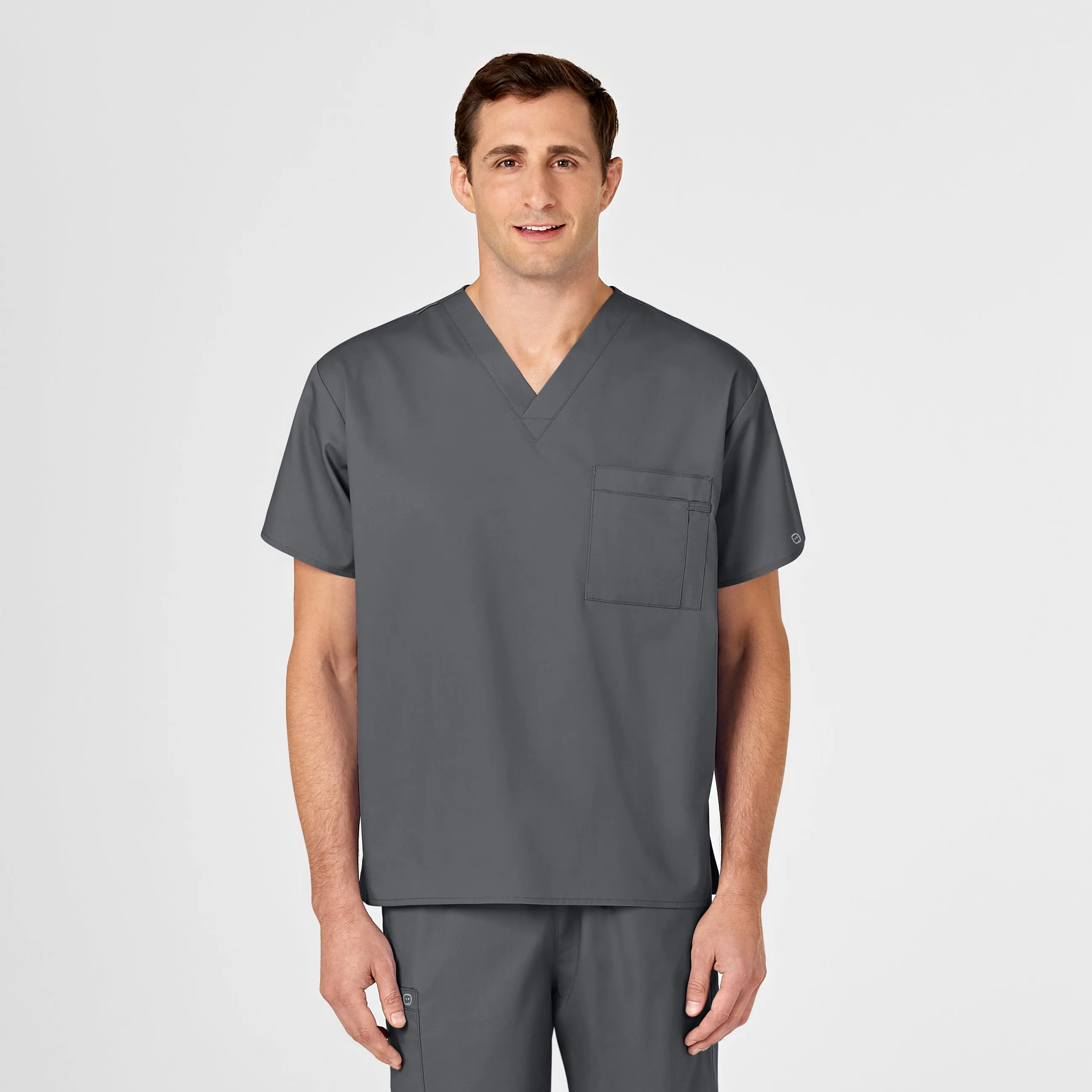 WonderWORK 100 Unisex V-Neck Scrub Top Pewter