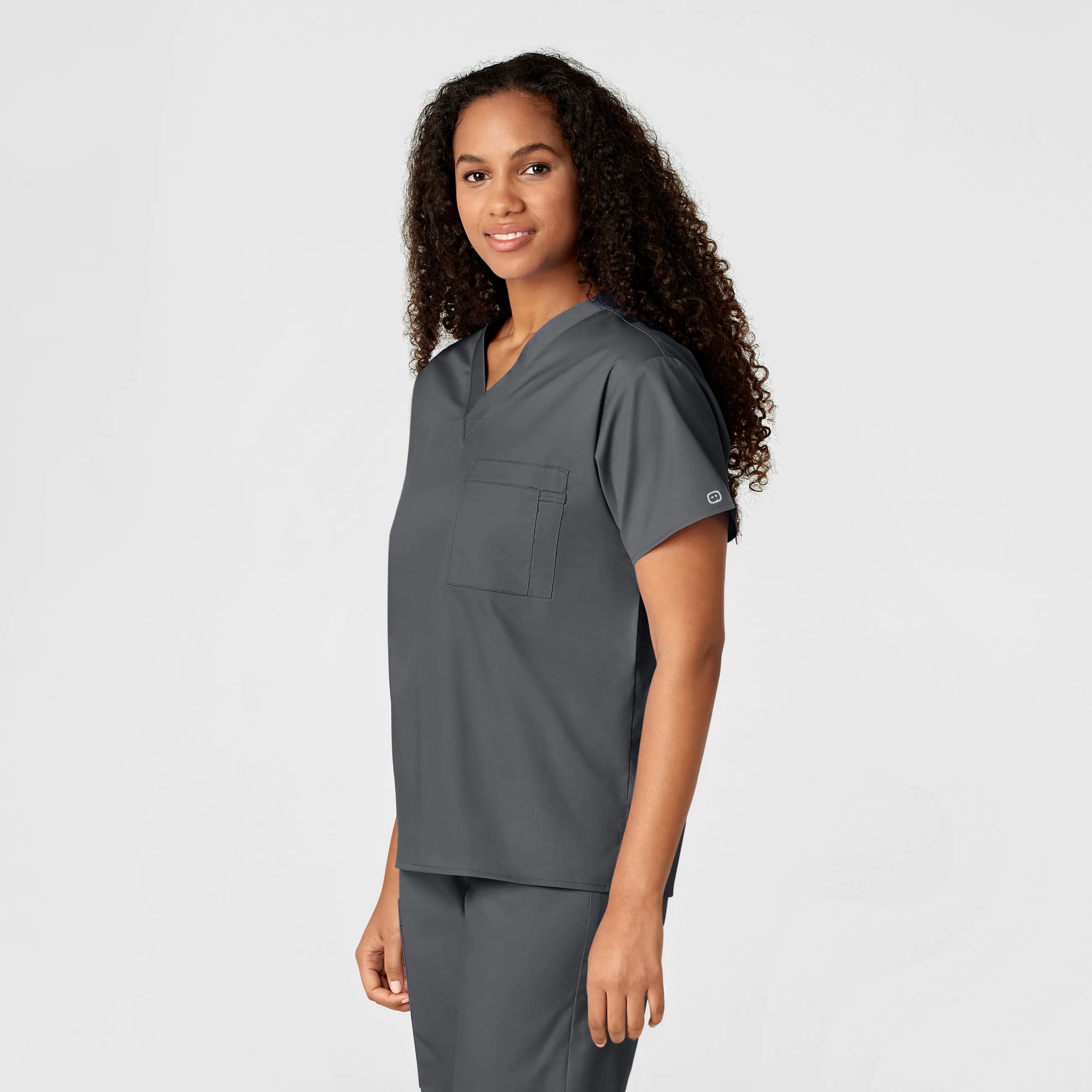 WonderWORK 100 Unisex V-Neck Scrub Top Pewter