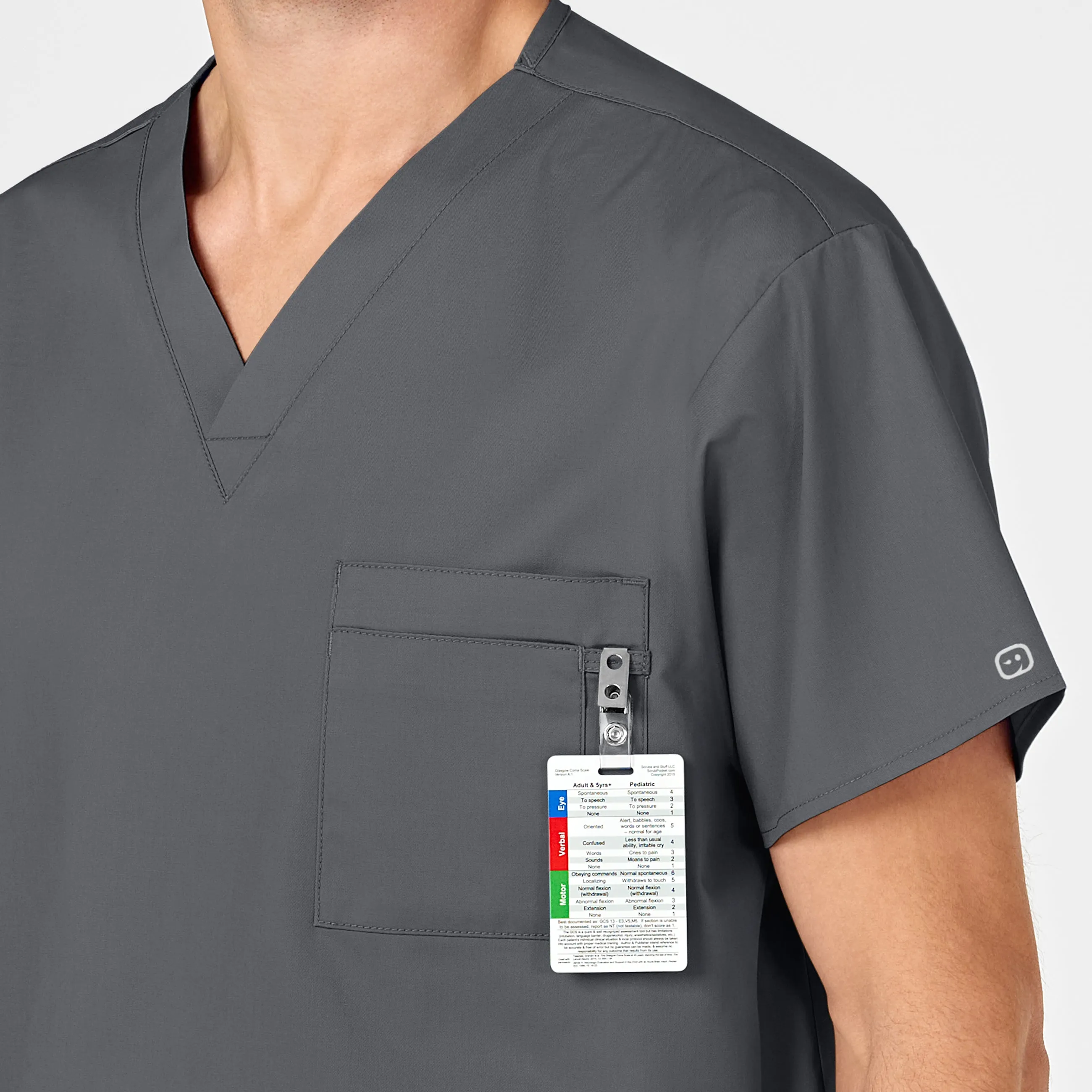 WonderWORK 100 Unisex V-Neck Scrub Top Pewter