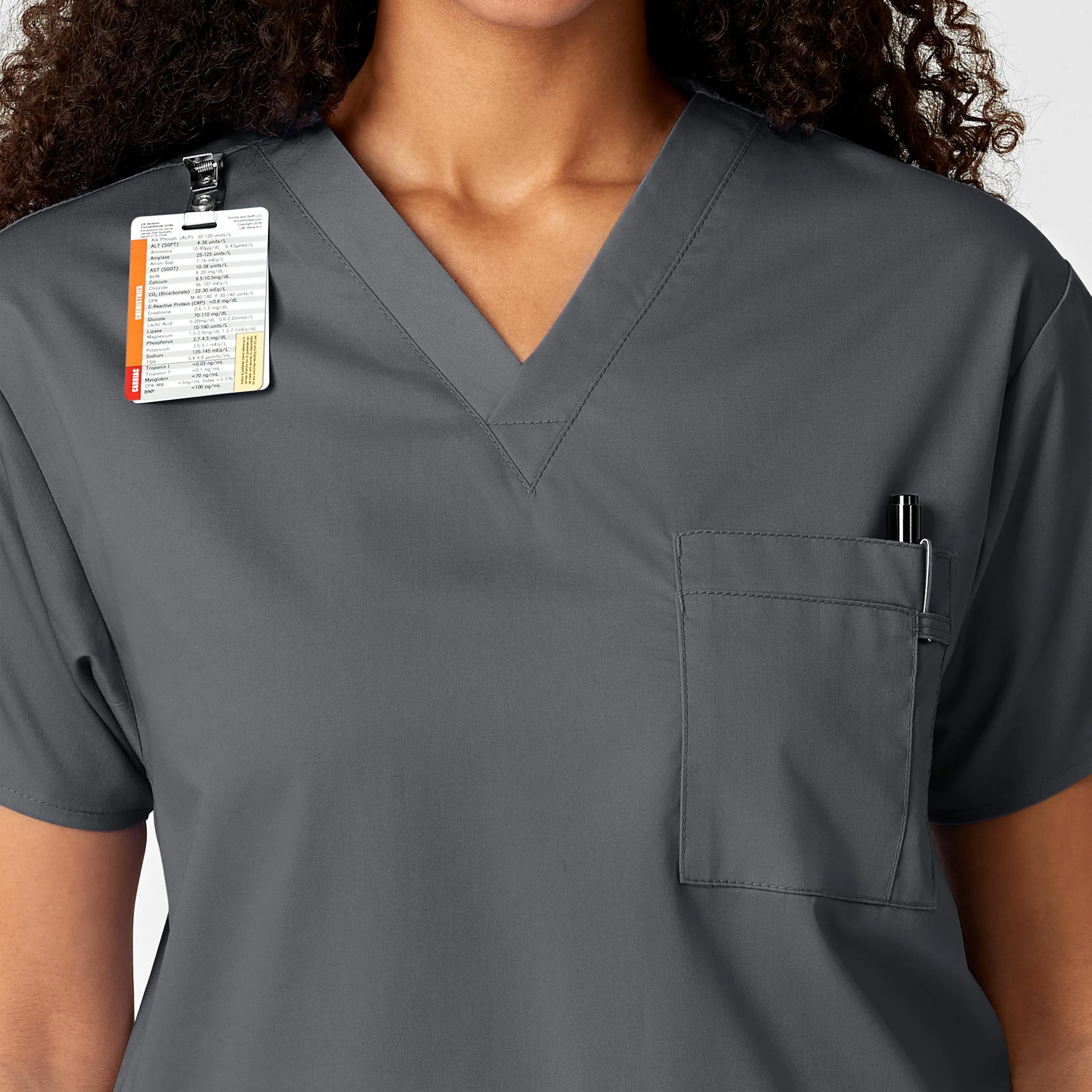 WonderWORK 100 Unisex V-Neck Scrub Top Pewter