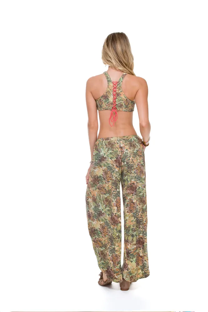 WORLD ON FIRE - Tri Color High Neck Top & Bonfire Pant • Multicolor