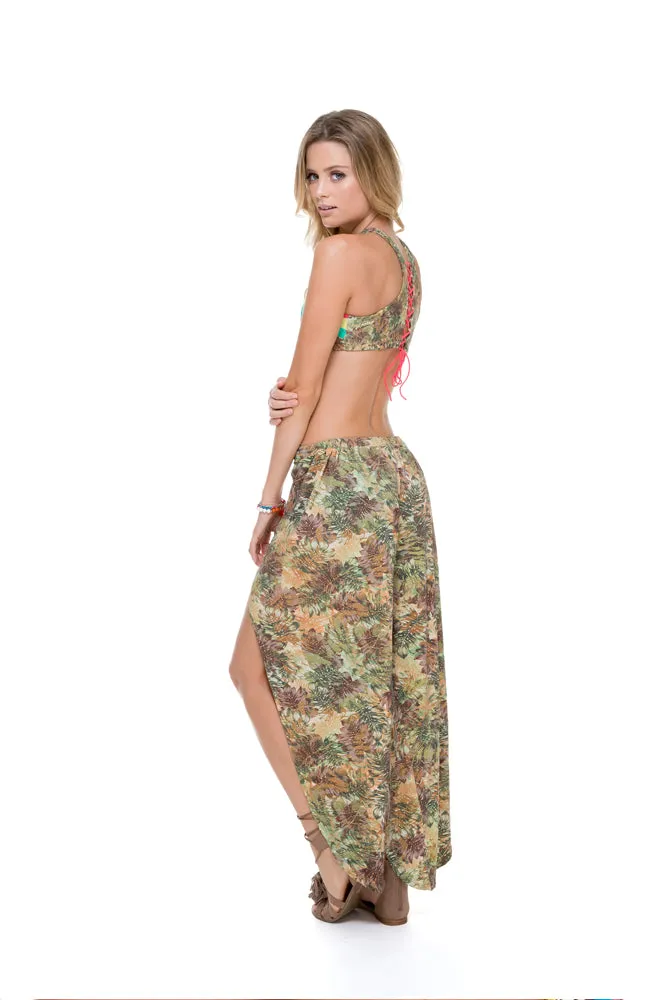 WORLD ON FIRE - Tri Color High Neck Top & Bonfire Pant • Multicolor