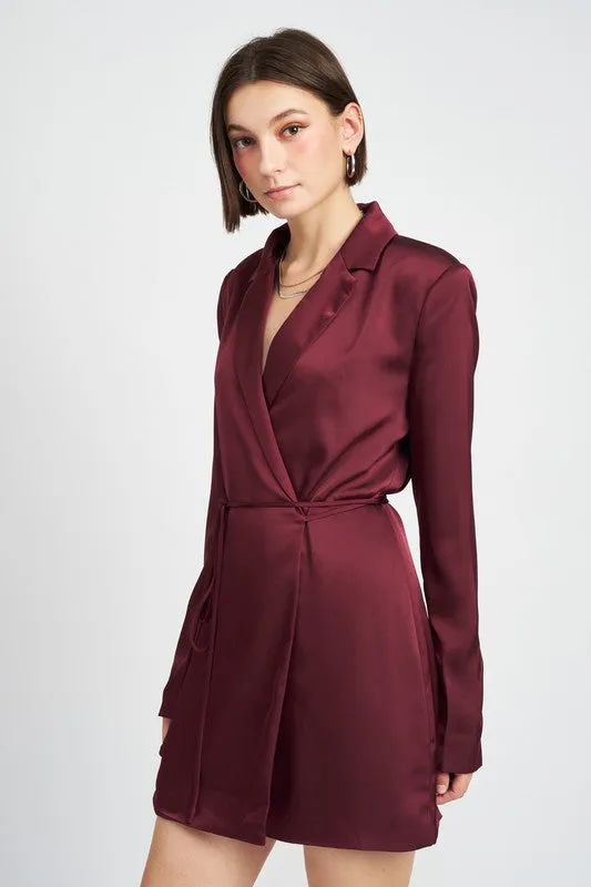 Wrapped Blazer Mini Dress with Drawstring