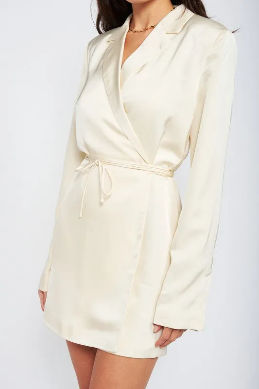 Wrapped Blazer Mini Dress with Drawstring