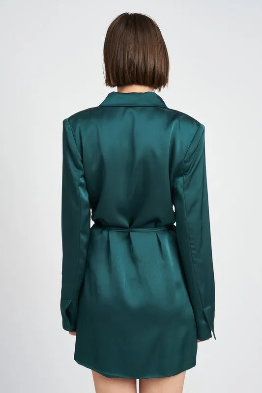 Wrapped Blazer Mini Dress with Drawstring