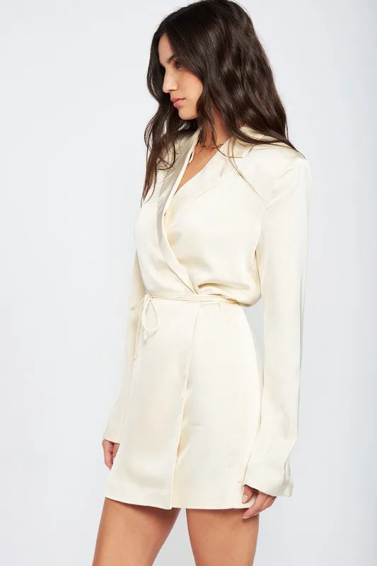 Wrapped Blazer Mini Dress with Drawstring